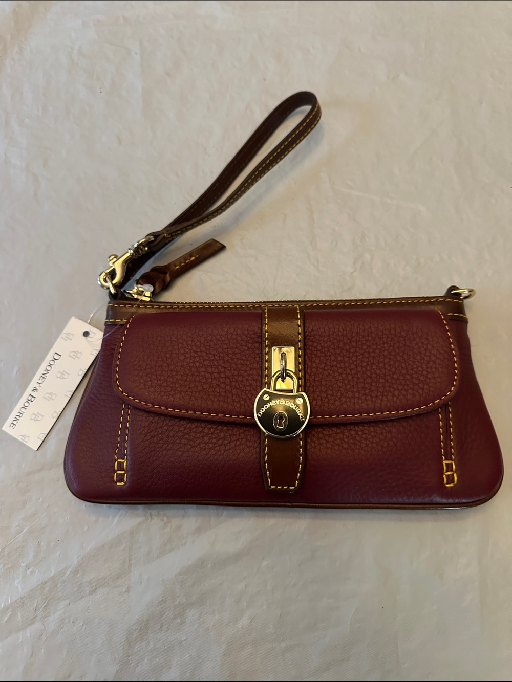 NWT Dooney & Bourke Berry-Red Pebbled Leather Wristlet